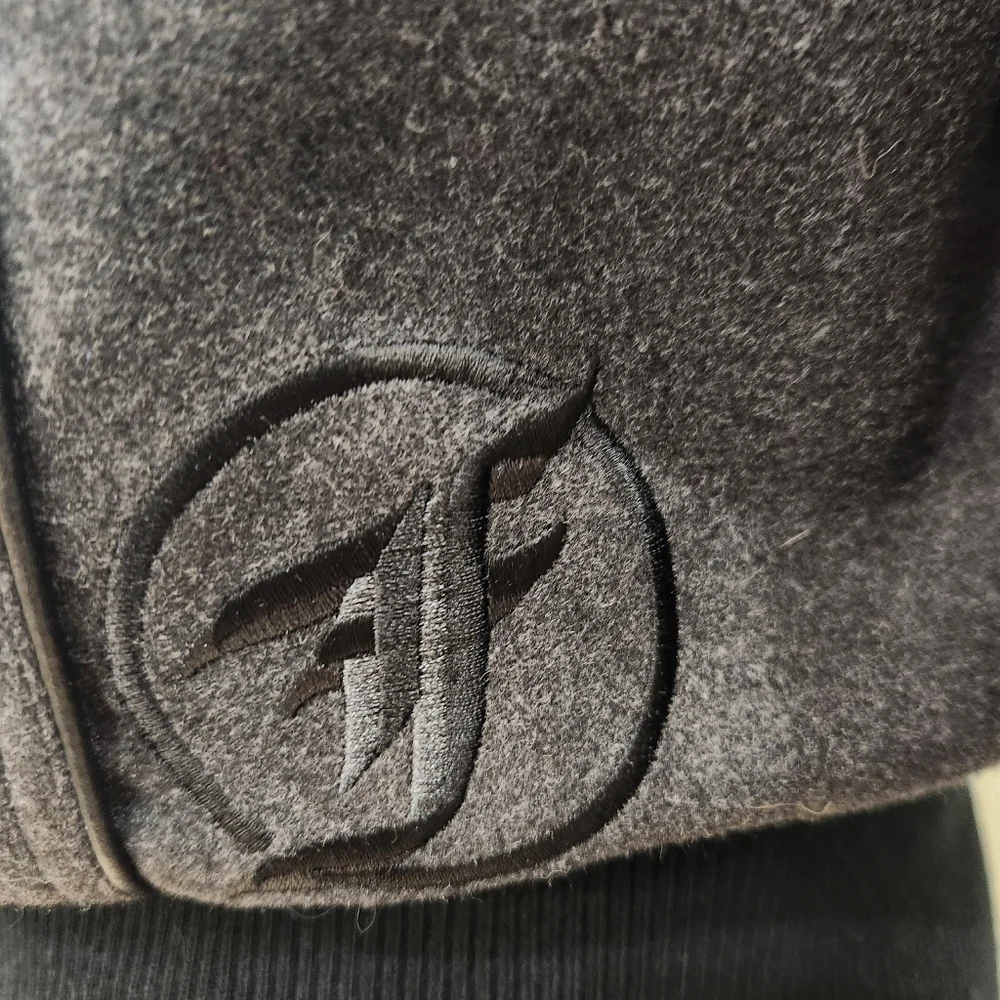 Fearless Cropped Jacket  – Charcoal Gray Faux Fur Hood, Zip Up, Womens. Medium